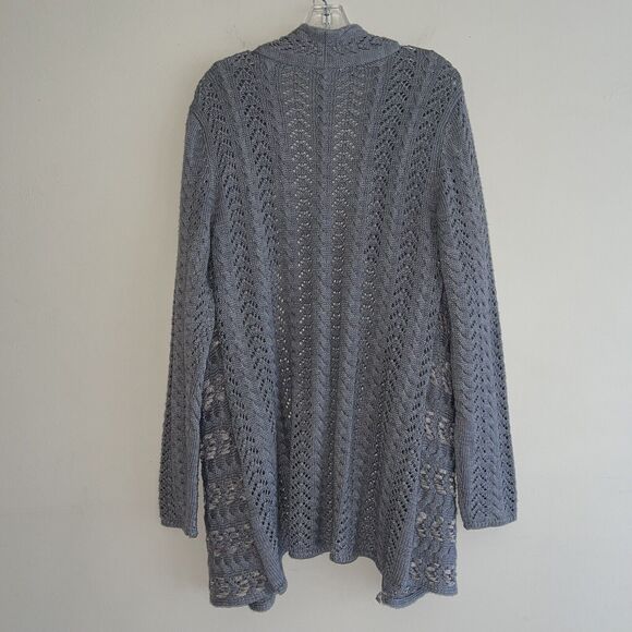 Coldwater Creek Longline Cardigan Plus Size 14 16 Wool Gray Knit Sweater - Picture 6 of 11